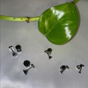 Black CZ Stainless Steel Flat Screw Back Studs